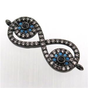 copper infinity connector paved zircon, black plated, approx 9-23mm [FN11745]