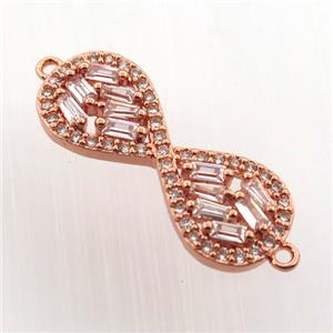 copper infinity connector paved zircon, rose gold, approx 9-23mm [FN11749]