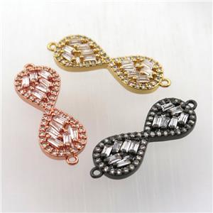 copper infinity connector paved zircon, mix color, approx 9-23mm [FN11751]