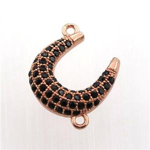 copper U-connector paved zircon, rose gold, approx 12mm [FN11770]