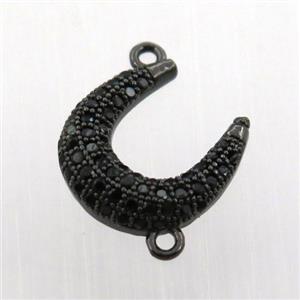 copper U-connector paved zircon, black plated, approx 12mm [FN11771]