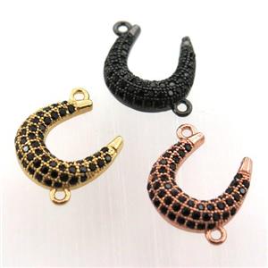 copper U-connector paved zircon, mix color, approx 12mm [FN11772]