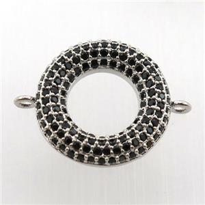 copper donut connector paved zircon, platinum plated, approx 16mm dia [FN11785]