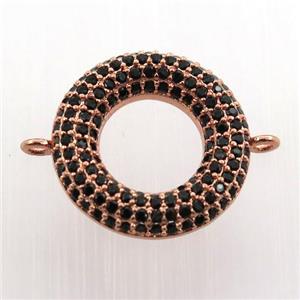 copper donut connector paved zircon, rose gold, approx 16mm dia [FN11787]