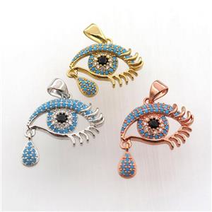 copper eye pendant paved zircon, mix color, approx 14-20mm [FN11802]
