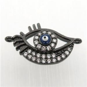 copper eye connector paved zircon, black plated, approx 12-17mm [FN11808]