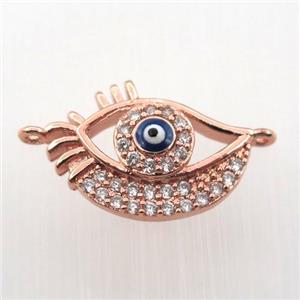 copper eye connector paved zircon, rose gold, approx 12-17mm [FN11809]