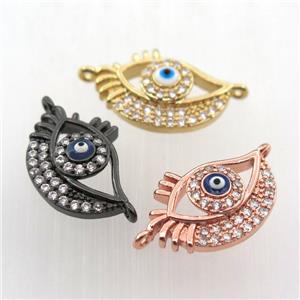 copper eye connector paved zircon, mix color, approx 12-17mm [FN11810]