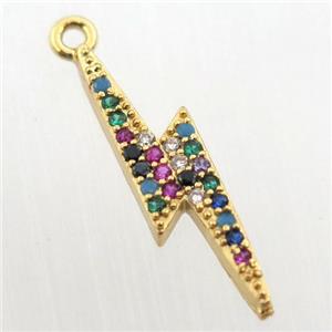 copper lightning pendant paved zircon, gold plated, approx 5-25mm [FN11811]