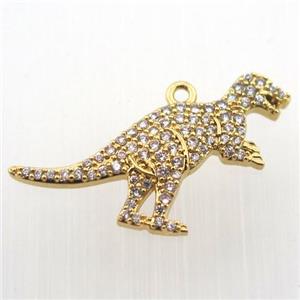 copper dragon pendant paved zircon, gold plated, approx 18-25mm [FN11814]