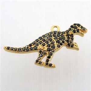 copper dragon pendant paved zircon, gold plated, approx 18-25mm [FN11818]