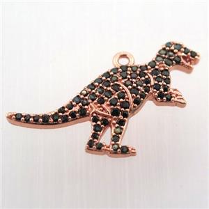 copper dragon pendant paved zircon, rose gold, approx 18-25mm [FN11819]