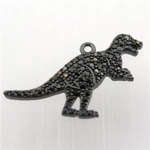 copper dragon pendant paved zircon, black plated, approx 18-25mm [FN11820]