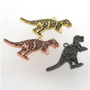 copper dragon pendant paved black zircon, mix color, approx 18-25mm [FN11821]