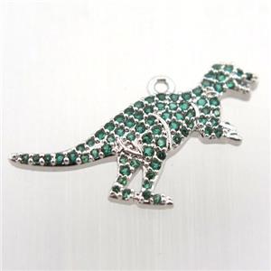 copper dragon pendant paved zircon, platinum plated, approx 18-25mm [FN11822]