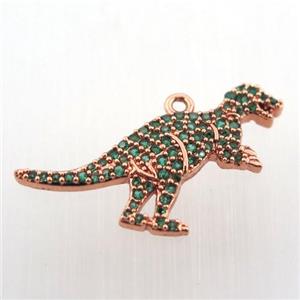 copper dragon pendant paved zircon, rose gold, approx 18-25mm [FN11823]