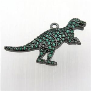 copper dragon pendant paved zircon, black plated, approx 18-25mm [FN11824]