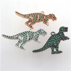 copper dragon pendant paved green zircon, mix color, approx 18-25mm [FN11825]