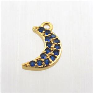 copper moon pendant paved zircon, gold plated, approx 6-12mm [FN11830]