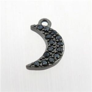 copper moon pendant paved zircon, black plated, approx 6-12mm [FN11831]