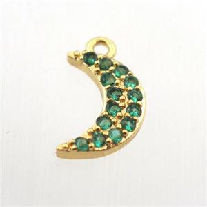 copper moon pendant paved zircon, gold plated, approx 6-12mm [FN11833]