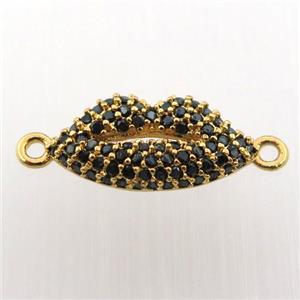 copper lip connector pave zircon, gold plated, approx 8-18mm [FN11855]