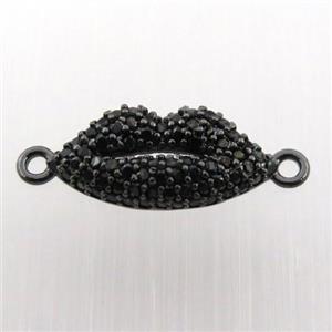 copper lip connector pave zircon, black plated, approx 8-18mm [FN11856]