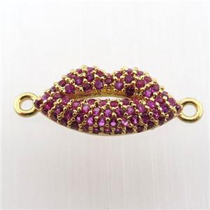 copper lip connector pave zircon, gold plated, approx 8-18mm [FN11858]