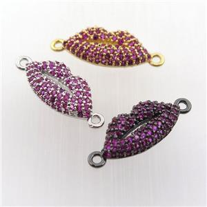 copper lip connector pave zircon, mix color, approx 8-18mm [FN11861]