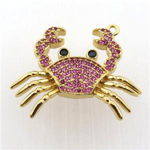 copper crab pendant pave zircon, gold plated, approx 22-28mm [FN11862]