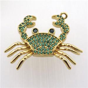 copper crab pendant pave zircon, gold plated, approx 22-28mm [FN11863]
