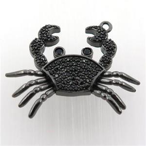 copper crab pendant pave zircon, black plated, approx 22-28mm [FN11864]