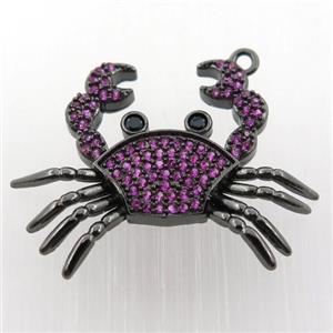 copper crab pendant pave zircon, black plated, approx 22-28mm [FN11865]