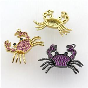 copper crab pendant pave zircon, mixed color, approx 22-28mm [FN11866]