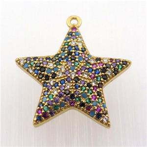 copper star pendant pave zircon, gold plated, approx 22mm dia [FN11868]