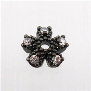copper beadcaps pave zircon, black plated, approx 7mm dia [FN11891]
