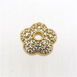 copper beadcaps pave zircon, gold plated, approx 10mm dia [FN11894]