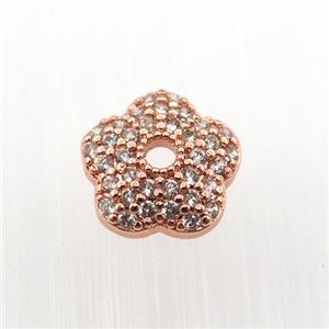 copper beadcaps pave zircon, rose gold, approx 10mm dia [FN11895]