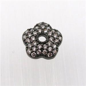 copper beadcaps pave zircon, black plated, approx 10mm dia [FN11896]