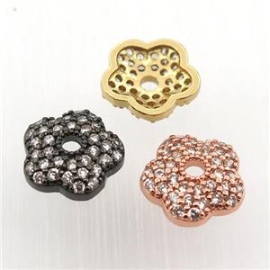 copper beadcaps pave zircon, mix color, approx 10mm dia [FN11897]