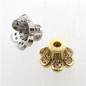 copper beadcaps pave zircon, mixed color, approx 10mm [FN11905]