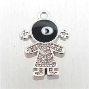 copper girl pendant pave zircon, platinum plated, approx 12-16mm [FN11920]