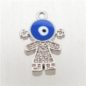 copper girl pendant pave zircon, platinum plated, approx 12-16mm [FN11922]
