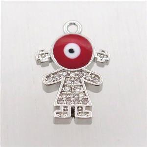 copper girl pendant pave zircon, platinum plated, approx 12-16mm [FN11923]