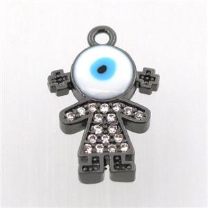 copper girl pendant pave zircon, black plated, approx 12-16mm [FN11925]