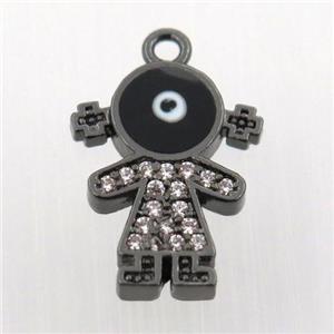 copper girl pendant pave zircon, black plated, approx 12-16mm [FN11926]