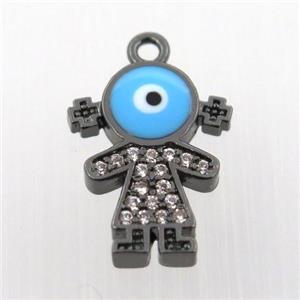 copper girl pendant pave zircon, black plated, approx 12-16mm [FN11927]