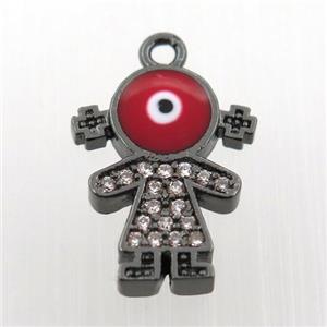 copper girl pendant pave zircon, black plated, approx 12-16mm [FN11929]