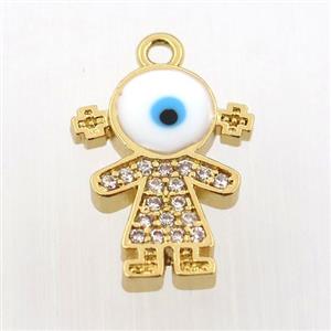 copper girl pendant pave zircon, gold plated, approx 12-16mm [FN11931]