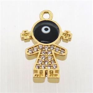 copper girl pendant pave zircon, gold plated, approx 12-16mm [FN11932]